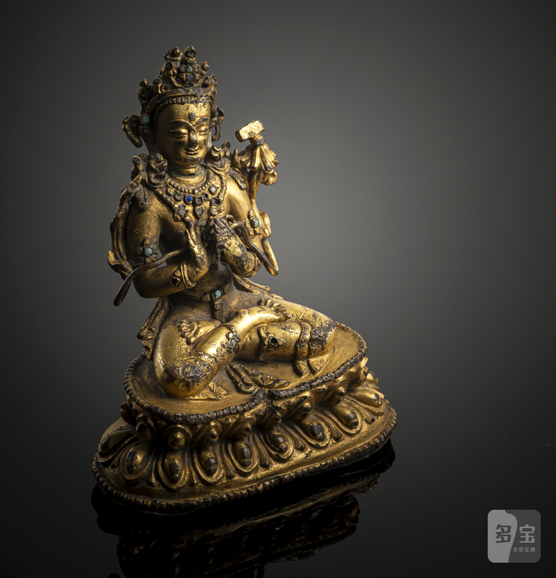 A GILT-COPPER FIGURE OF MANJUSHRI - 图3